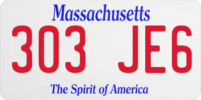 MA license plate 303JE6