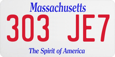 MA license plate 303JE7