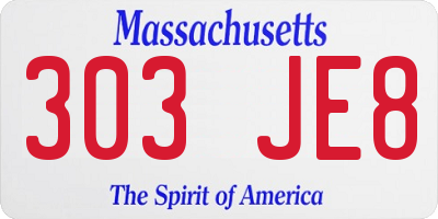 MA license plate 303JE8