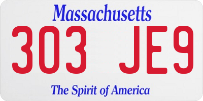 MA license plate 303JE9