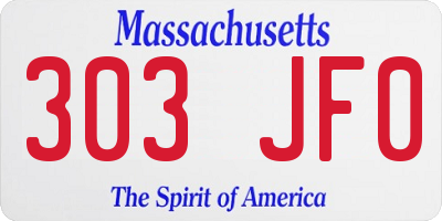 MA license plate 303JF0