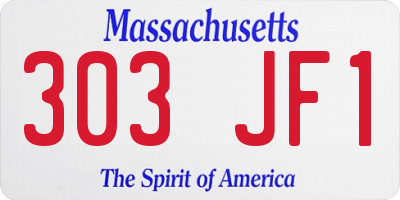 MA license plate 303JF1