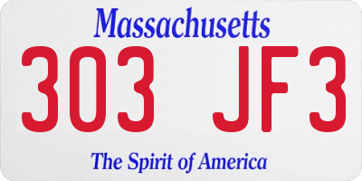 MA license plate 303JF3