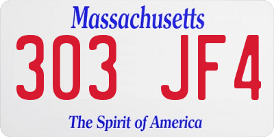 MA license plate 303JF4