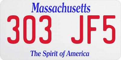 MA license plate 303JF5