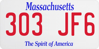 MA license plate 303JF6
