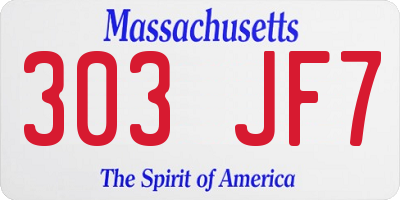 MA license plate 303JF7