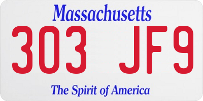 MA license plate 303JF9