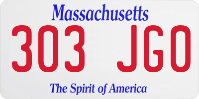 MA license plate 303JG0