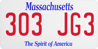 MA license plate 303JG3