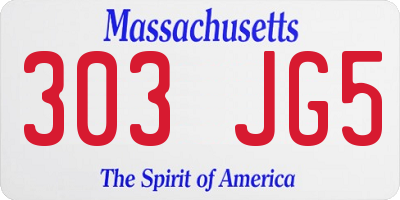 MA license plate 303JG5