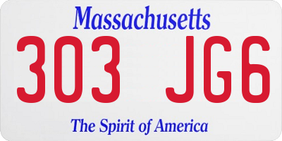 MA license plate 303JG6