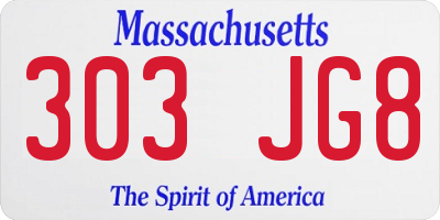 MA license plate 303JG8