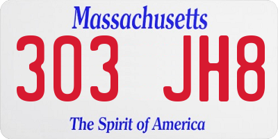 MA license plate 303JH8