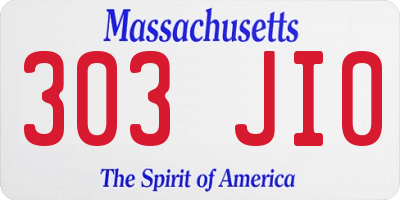MA license plate 303JI0
