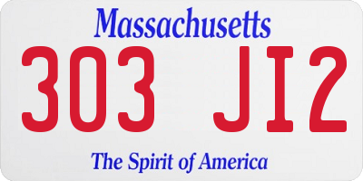 MA license plate 303JI2