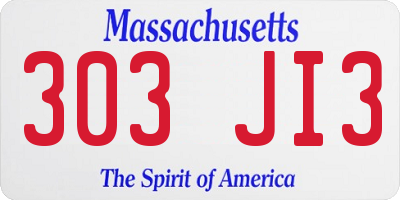 MA license plate 303JI3