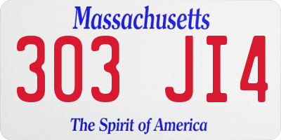 MA license plate 303JI4