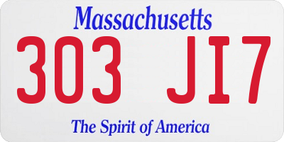 MA license plate 303JI7