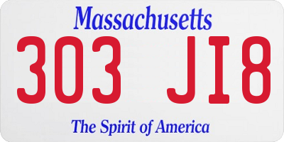 MA license plate 303JI8