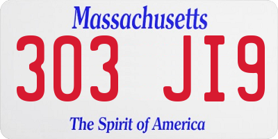 MA license plate 303JI9