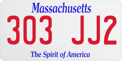 MA license plate 303JJ2