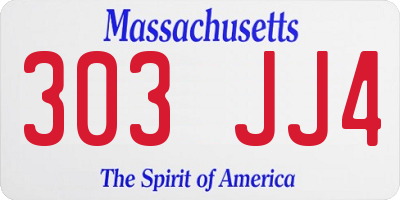 MA license plate 303JJ4