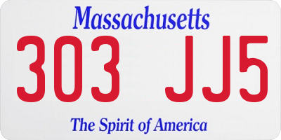 MA license plate 303JJ5