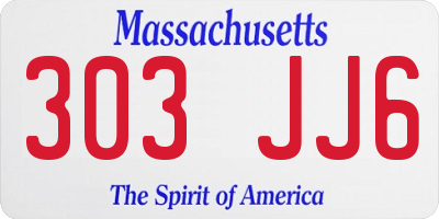 MA license plate 303JJ6