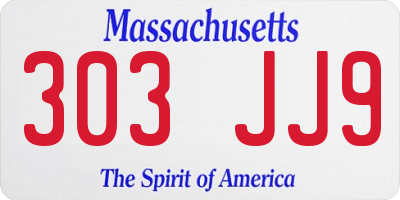 MA license plate 303JJ9