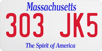 MA license plate 303JK5