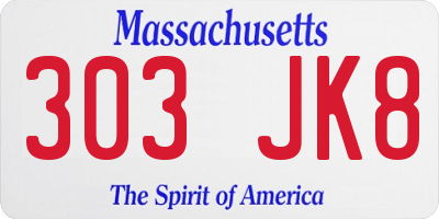 MA license plate 303JK8