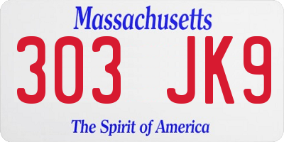 MA license plate 303JK9