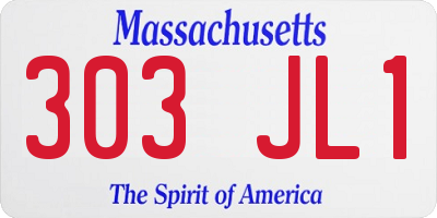 MA license plate 303JL1