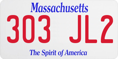 MA license plate 303JL2