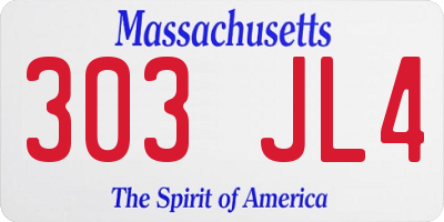 MA license plate 303JL4