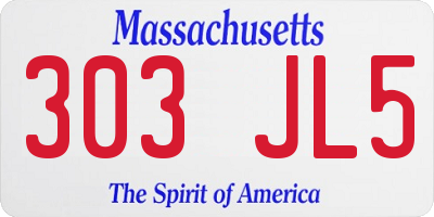 MA license plate 303JL5