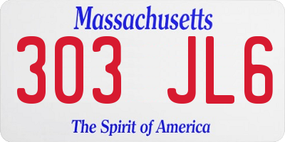 MA license plate 303JL6