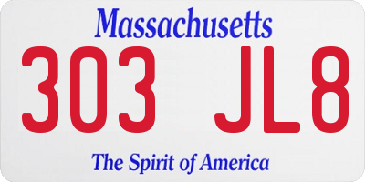 MA license plate 303JL8