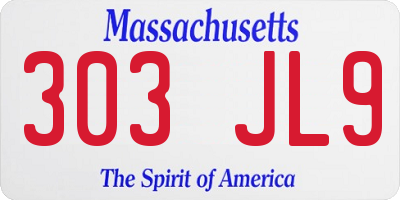 MA license plate 303JL9