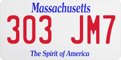 MA license plate 303JM7