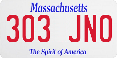 MA license plate 303JN0