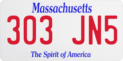 MA license plate 303JN5
