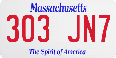 MA license plate 303JN7