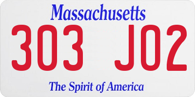 MA license plate 303JO2