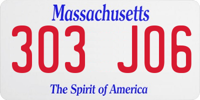 MA license plate 303JO6