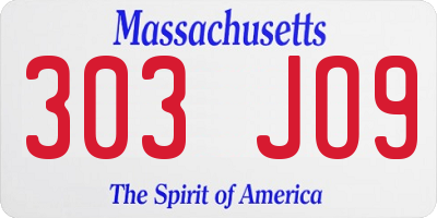 MA license plate 303JO9