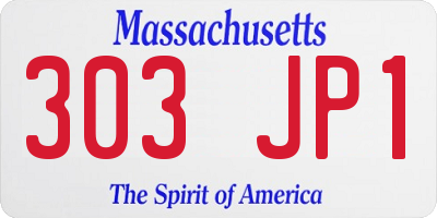MA license plate 303JP1