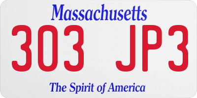 MA license plate 303JP3