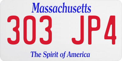 MA license plate 303JP4